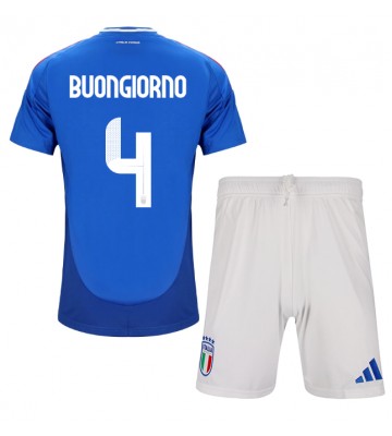 Italien Alessandro Buongiorno #4 Hemmatröja Barn EM 2024 Kortärmad (+ Korta byxor)